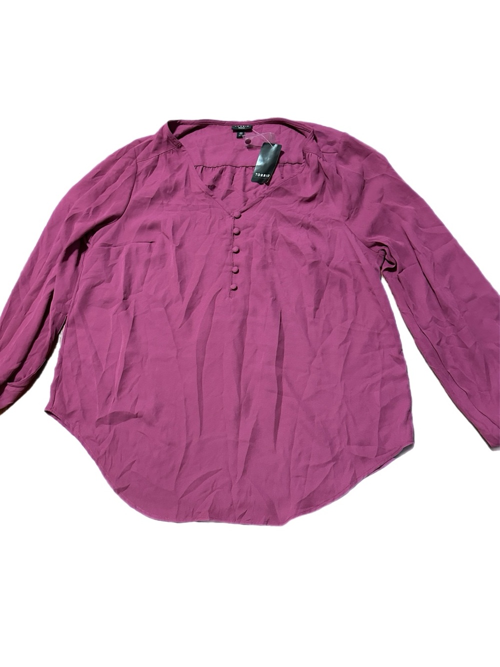 torrid Magenta Henley Blouse - Long Sleeve Women's Top